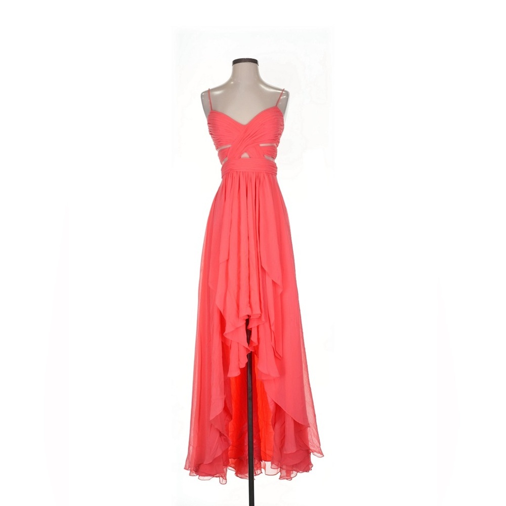 Cache Asymmetrical High Low Dress Formal Gown Vintage 90s y2k fairy Flowy Coral